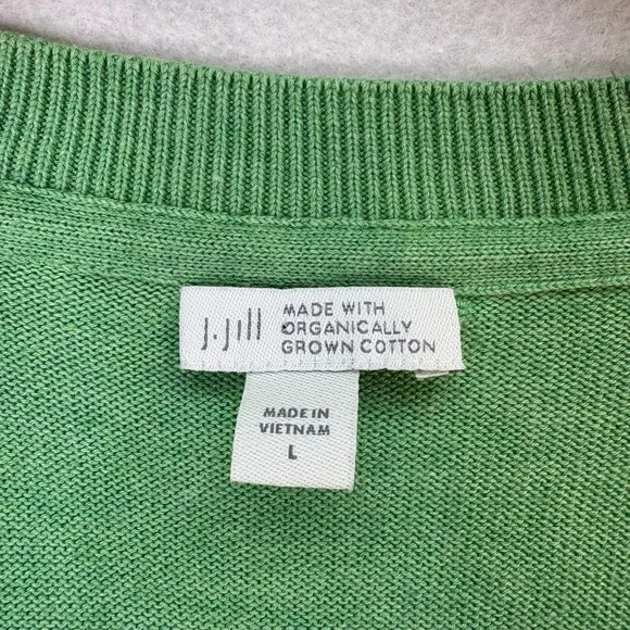 J. Jill Garden Green Organically‎ Grown Cotton V-neck Cardigan Women's L Office - Picture 5 of 6